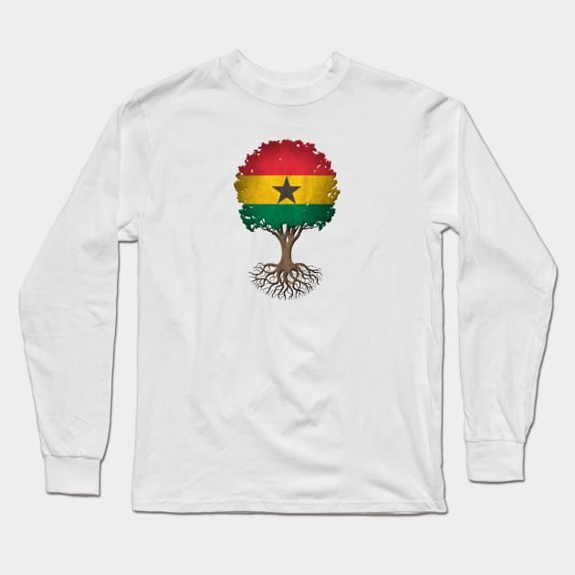 Tree of Life with Ghana Flag Long Sleeve T-Shirt by jeffbartels